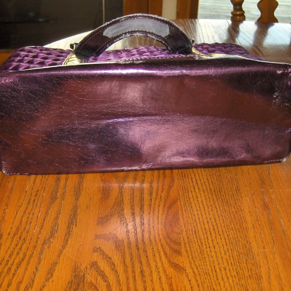 Marc Jacobs Tote Bag Quilted Purple Flawed Handles - Picture 5 of 15